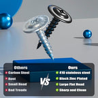 160Pcs #8 Modified Truss Head Wood Screws Assortment Kit, Stainless Steel 410 Quick Metal,Black Zinc Plated,Self Tapping Screws, 6 Sizes (1/2", 3/4", 1", 1-1/4", 1-1/2", 2")