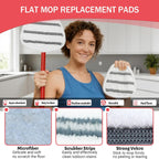 Triangule Flat Mop Replacement Pads, Spin Mop Pad Replacement, 5 Pack Mop Refill Pads, 1 Mop Base and 1 Scraper for Cleaning Floor, Wall, Ceiling, Easy to Replace