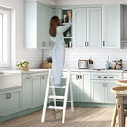 4 Step Ladder, Portable Folding, Lightweight Step Ladder with Anti-Slip Pedal, Aluminum Indoor Ladder and Closet, Kitchen, 330lbs - White