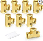 GASHER 8Pcs Brass Tee Fitting, 1/4" x 1/4" x 1/4" NPT Female Pipe Fittings