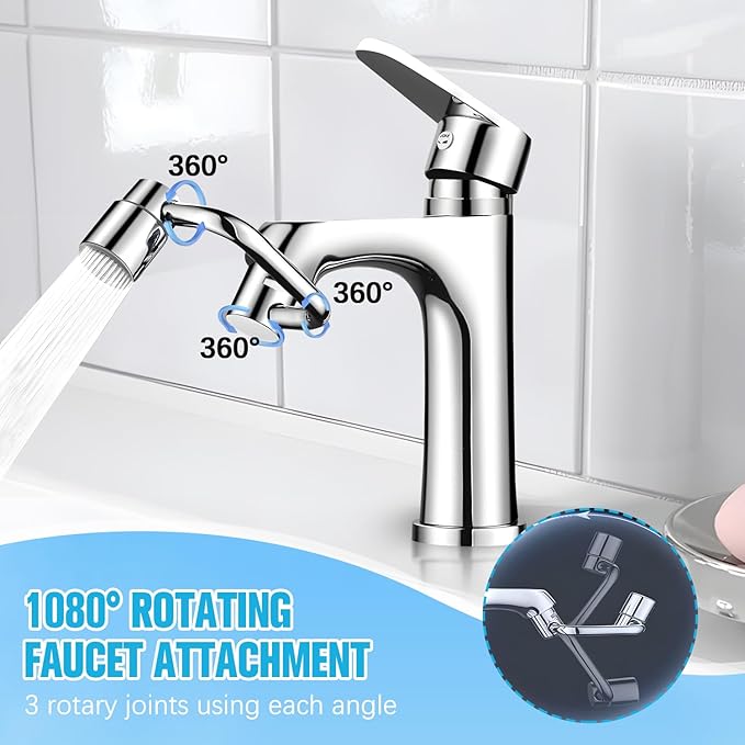 1080° Rotating Faucet Extender,Universal Sink Faucet 1440° Rotatable Faucet Aerator Extension,U Shaped Faucet Extender for Toddlers 2 Modes Adjustable,Rotatable Faucet Aerator For Kitchens & Bathrooms