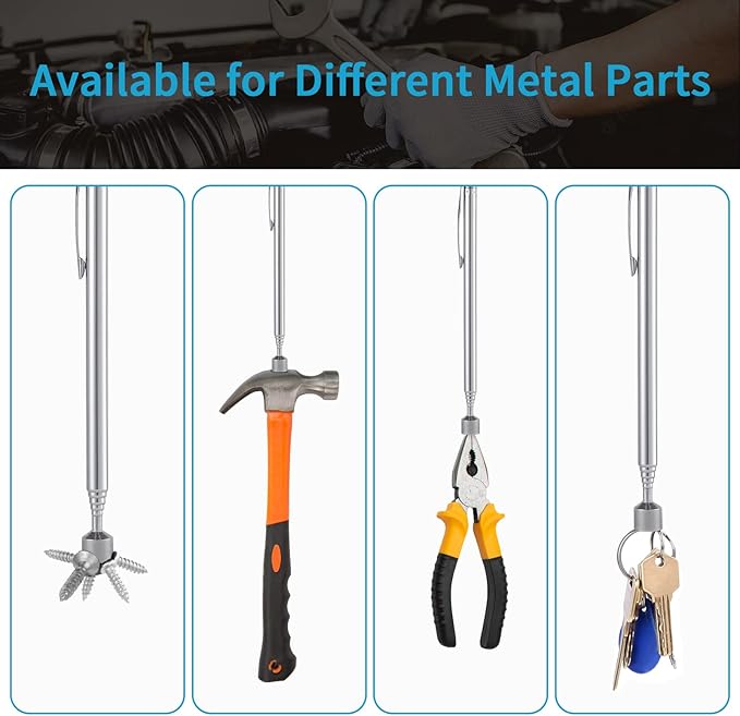 1 Piece 5LBs Telescoping Magnetic Pickup Tool, with Pen Clip Design, Magnet Stick Rod Extendable 5.7" to 24.4" for Men, Birthday, Father's Day, Christmas Gift