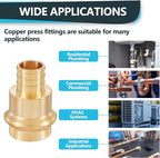 (Pack of 50) Seelink 3/4"Press x 3/4"Pex Crimp Coupling Brass Adapter, Press Fittings For Copper and Pex Pipe Connection(PEX1807346-50Pack)