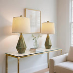 PoKat 20.25" Vintage Table Lamps Set of 2 for Night Stands, Modern Bedside Lamps for Bedroom Living Room, Farmhouse Bedroom Lamps for End Table, Suitable for Small Place, Retro Blue and Green