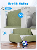 Flat Plug Power Strip Tower Surge Protector, 10FT Flat Extension Cord with Multiple Outlets, 12 AC Outlets, 4 USB Ports (2 USB C) Charging Station for Office Home Dorm Room Travel (White)