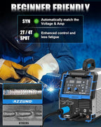 AZZUNO 200A MIG Welder Machine 110V/220V, 8 in 1 Welding Machine Aluminum MIG/Spool Gun Compatible/Gas MIG/MAG/Flux Core MIG/Spot MIG/Lift TIG/Stick Welding, Multiprocess Welder