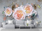 Modern Minimalist Fashion Wallpaper Flowers and Pearls Mural for Bedroom and Living Room Background Wall(Non-self-Adhesive)