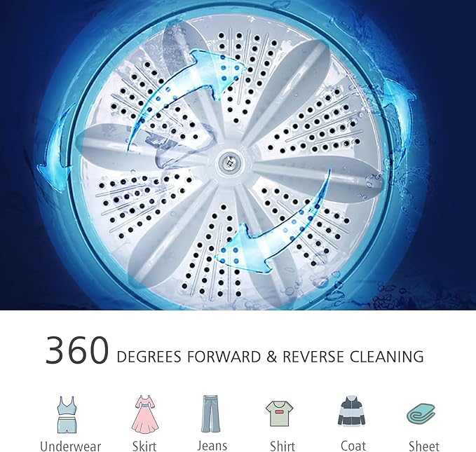 Portable Washing Machine, ARLIME Compact Mini Full-Automatic Laundry 2-In -1 Washer & Spin Dryer 7.7lbs Capacity W/Drainage Pump & Long Hose For Condo, Apartments, Dorms, RV’s Camping Living (Yellow)