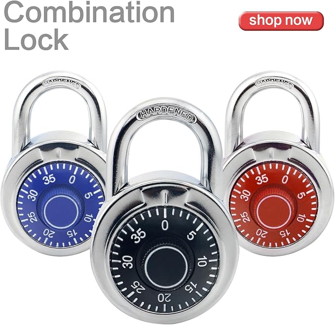 Combination Padlocks with Metal Body, Indoor Use for Gym Lockers & School Locker,Blue, 8-Pack