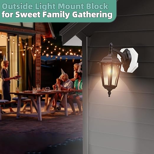 Vinyl Siding Mounting Block, Qulity Plate 130110006001 Octagon Outdoor Light Block for 1/2 inch Lap Double and 4 inch Height Siding, Small White 1 Pack