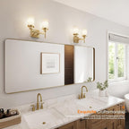 Vanity Lighting Fixtures with White Frosted Glass Shade, Double Wall Lamps for Bathroom Mirror Bedroom Living Room Washroom Porch, Gold T001GD-L2