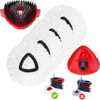 4 Pack Mop Replacement Heads Compatible with Oceda EasyWring 1-Tank System - Includes 1 Mop Scrub Brush Head,1 Mop Base,Microfiber Mop Refills, Easy Cleaning Mop Head Replacement(White)