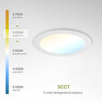 ASD 6 Pack LED Recessed Lighting 6 Inch 12W, 5 CCT 2700K-5000K CRI90+, IC Rated Ultra Thin Dimmable Ceiling Lights with J Box, Canless Wafer Downlight, Round Slim Panel Light, Energy Star ETL, White