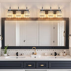 Crystal Vanity Lights Black 3 Light Bathroom Light Fixtures Over Mirror Modern Vanity Light for Bathroom