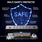 Surge Protector Power Strip, ETL Listed, 12 Widely-Spaced Outlets Expansion with 4 USB Ports (1 USB C Port), Low-Profile Flat Plug, Wall Mountable, 5ft Extension Cord, Heavy Duty, 5FT