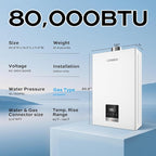 Propane Gas Tankless Water Heater - ORBEK 80,000 BTU Up to 3.6 GPM Indoor Installation - CSA Certified On-Demand Instant Hot Water Heater 3/4" NPT Connector Size