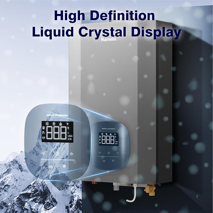 Ranein Natural Gas Tankless Water Heater with Vent Pipe, Indoor Max 4.3 GPM, 100,000 BTU Instant Hot Water Heater