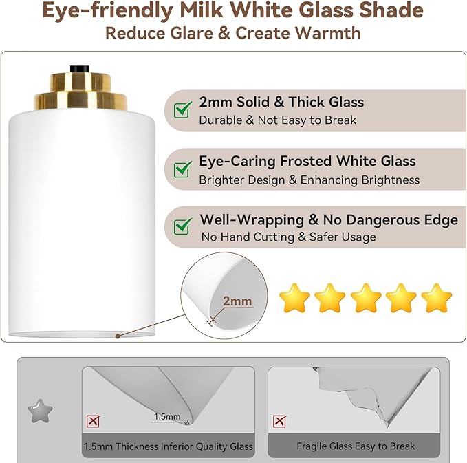 5-Light Bathroom Light Fixtures, 31" Modern Vanity Lights Over Mirror with Milky White Glass Shade, Black & Gold Light Fixture, Classic Wall Light Fixture for Mirror Living Room Cabinet Bedroom Porch