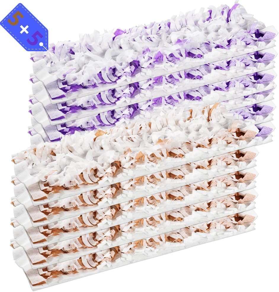 Disposable Mopping Pad Refills for PowerMop Multi-Surface,Wood Mopping Pad Refills for Floor Cleaning, 10 Count (Purple 5+Brown 5)