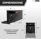 Ilyapa Locking Mailbox with Lock and Key Modern Mailboxes for Outside Post Mount - Black Exterior Powder Coated Steel Heavy Duty Welded Mailbox