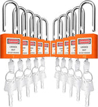 SAFBY Lockout Tagout Locks, Safety Padlock, Keyed Differently Loto Safety Padlocks for Lock Out Tag Out Kits Station (Orange 1-10)
