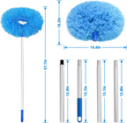 Ceiling Fan Duster Retractable Ceiling Cleaner Reusable Microfiber Ceiling Fan Blade Cleaner Duster with Extension Pole 13 to 50 inch for Furniture Bookshelves Wall Door Blue