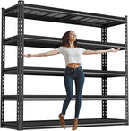 48" W Garage Shelving Heavy Duty,5-Tier Storage Shelves,3030LBS Adjustable Metal Shelving Units for Basement, Kitchen,Commercial,Warehouse,Pantry, 48" W x 72" H x 24" D