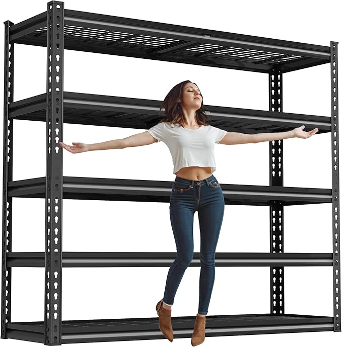48" W Garage Shelving Heavy Duty,5-Tier Storage Shelves,3030LBS Adjustable Metal Shelving Units for Basement, Kitchen,Commercial,Warehouse,Pantry, 48" W x 72" H x 24" D