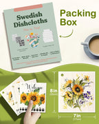 6 Pack Swedish Dishcloths for Kitchen - Reusable Dish Cloths for Washing Dishes Absorbent Cute Funny Kitchen Towels Cleaning Sponge, Sunflower