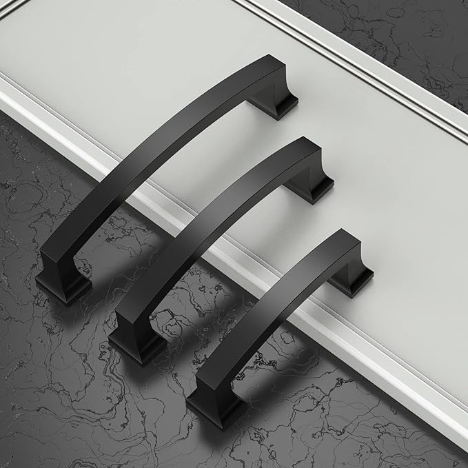 Asidrama 30 Pack 4 Inch(102mm) Hole Centers Kitchen Cabinet Handles, Matte Black Cabinet Pulls Kitchen Cabinet Hardware for Cupboard Drawer Pulls Dresser Handles