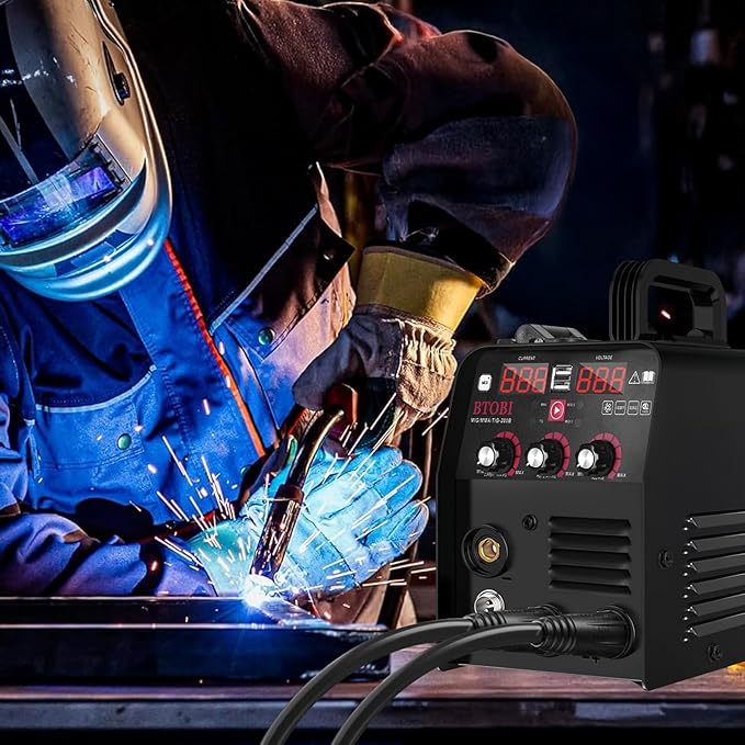 135Amp MIG/Lift TIG/Stick Welder, 3 in 1 IGBT Inverter Welding Machine, 110V Flux Core Welder with Large LED Digital Display, Synergic Control, Hot Start for DIY, Automotive and Home Repair