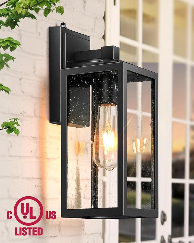 VIANIS Large Outdoor Light Fixtures Wall Mount, Black Dusk to Dawn Outside Porch Lighting, Modern Exterior Wall Sconce Lantern for Front Door, Anti-Rust Waterproof Coach Lights for Garage, Patio