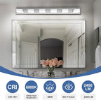 Modern LED Bathroom Lights Fixtures(6-Light),Metal Chrome Acrylic Wall Lighting,Vanity Lights for Bathroom Over Mirror(6000k 41In