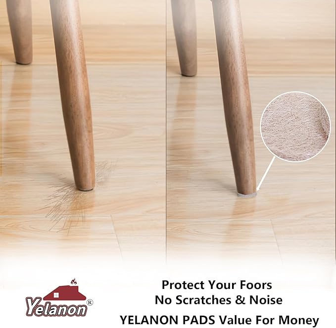 Yelanon Felt Furniture Pads -60 Pcs Premium Felt Pads for Chair Legs Furniture, Floor Protectors for Hardwood Floors, Beige