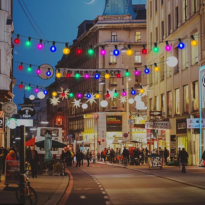 25 Pack G40 Frosted Multi-Color LED Replacement Bulbs, Shatterproof LED Globe Light Bulbs for Indoor Outdoor Christmas String Lights, 0.6W Energy Saving String Light Bulbs, E12/C7 Candelabra Base