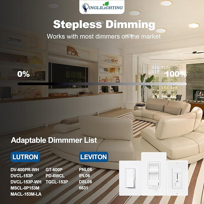 DLLT LED Recessed Ceiling Light: 6 Pack 3 Inch Gold Recessed Lighting