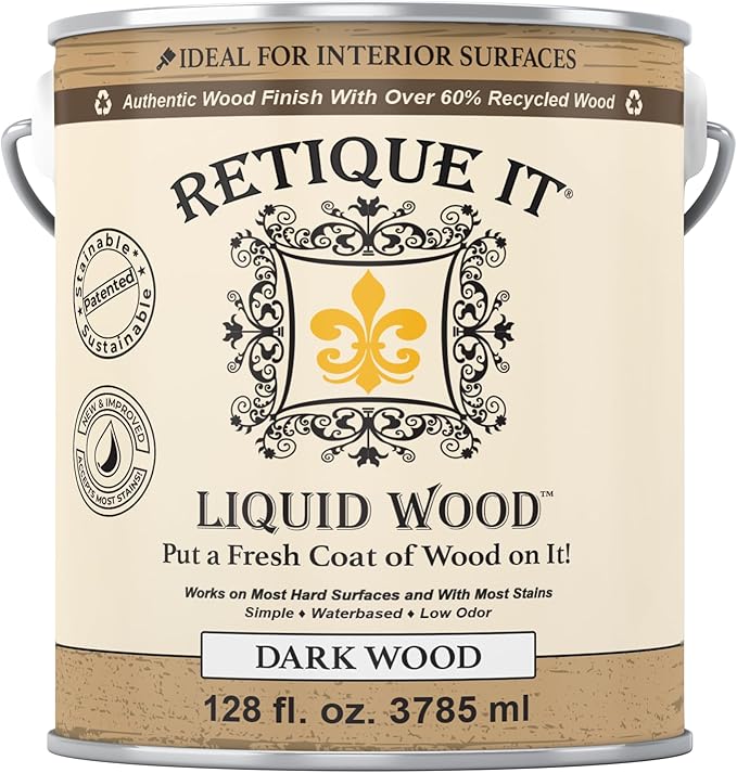 Retique It New and Improved Formula Liquid Wood Coatings - Stainable Primer - Paint It Then Stain it (Dark Wood, X-Large)