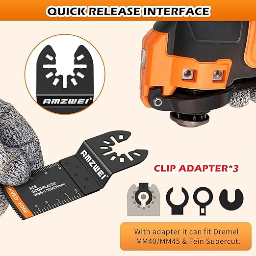 28PCS Oscillating Saw Blades, Professional Universal Titanium Multitool Blades for Wood Metal, Quick Release Multi Tool Blades Kits Compatible with Dewalt Ryobi Milwaukee Rockwell Fein