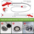 51 Inch Toilet Auger Snake with 4 Claw Grabber Fits Pipes 1.6 Inches or Larger Flexible Clog Removal Tool for Toilets and Drains Includes Gloves and Cleaning Brushes