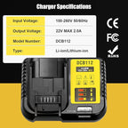 DCB112 20V MAX Battery Charger Replacement for Dewalt Battery Charger, Compatible with Dewalt 12V-20V Battery(Black)