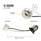 Light Socket Converter E26 E27 to GU10 Adapter with 10.2 Inch Extension Cable, Ceramic Lamp Holder with Heat Resistant Silicone Wire for LED or Halogen Bulbs