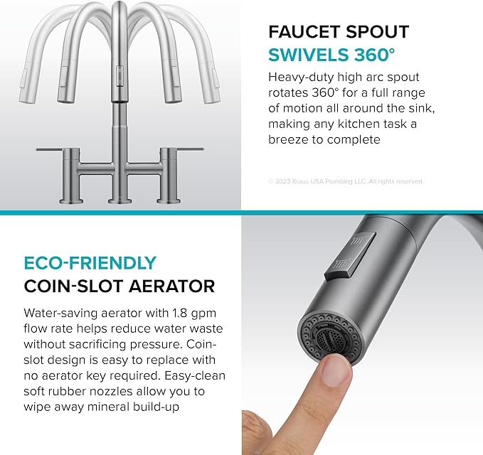 KRAUS Oletto Bridge Kitchen Faucet with Pull-Down Sprayhead in Spot-Free Antique Champagne Bronze, KPF-3122SFACB