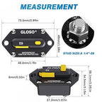 GLOSO Circuit Breaker 80A Marine Panel Mount Automotive RV E9F 90° (1/4" Stud, 80 Amp)