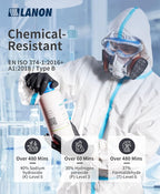 LANON 6 mil Black Nitrile Disposable Gloves, EN ISO 374 Chemical Resistant, Heavy-Duty, Mechanic, Textured Fingertips, Latex-Free, XL