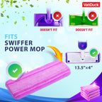 VanDuck Reusable Mop Pads Compatible with Swiffer PowerMop (4 Pack) - Multi-Surface Mopping Pad Refills for Hardwood Floor Cleaning
