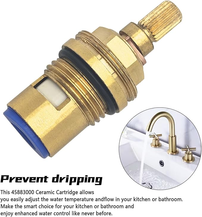 45883000 Ceramic Cartridge Compatible with Grohe Faucet Cartridge 1/2 Inch 1/4 Turn Clockwise Open 90 Degrees Right Side Close Cold Water for Ceramic Cartridge