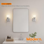 Bathroom Light Fixtures Brushed Nickel Vanity Lights with White Frosted Glass Shade, Wall Lamp for Mirror Kitchen Bedroom Living Room Porch T001BR-L1