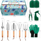 YAUNGEL Gardening Tools - 10 Pcs Garden Tool Set Heavy Duty Stainless Steel Garden Supplies Hand Tools with Wooden Handle, Storage Tote Bag, Gardening Gifts for Women and Men