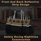 17 IN Large Tool Bag For Men Heavy Duty, Drill Bag Tool Bag Organizer, Wide Mouth Waterproof Hard Bottom Multiple Pockets Tool Tote, Tool Caddy, Maintenance