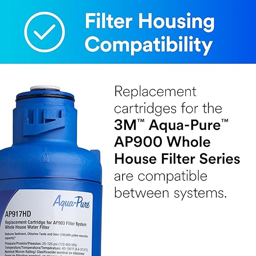 3M Aqua-Pure AP917HD Genuine Whole House Sanitary Quick Change Replacement Water Filter for AP903 System, Reduces Sediment, Chlorine Taste and Odor